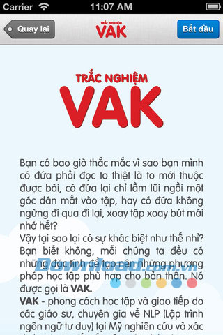 Trắc nghiệm VAK